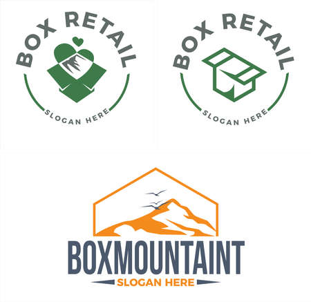 Box retail mountain adventure logo designのイラスト素材