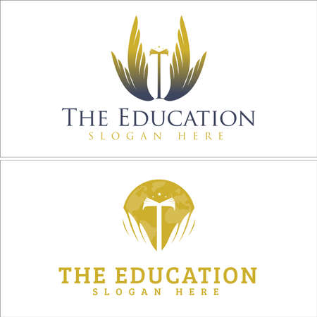 Luxury education coaching academy school wings icon logo designのイラスト素材