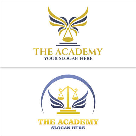 Academy school college lawyer winged scale logo designのイラスト素材
