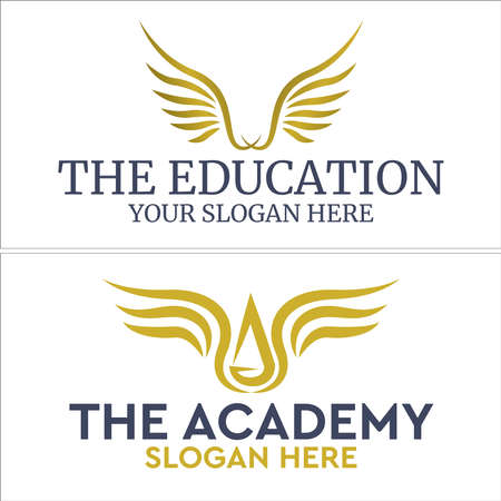 Education academy lawyer scale winged logo designのイラスト素材