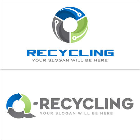 Modern recycling arrow circle circuit tech logo designのイラスト素材