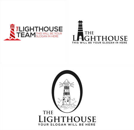 Lighthouse water splash sea building logo designのイラスト素材