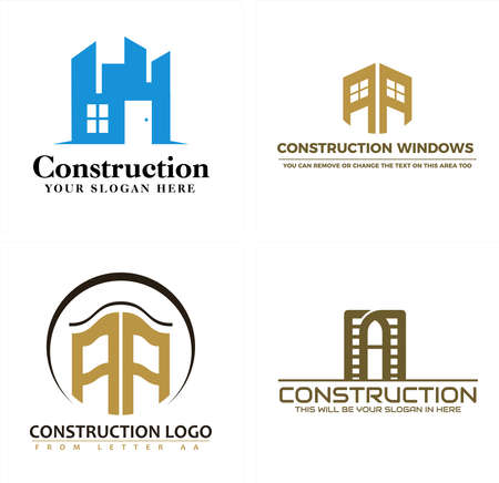 Modern construction home building line logo designのイラスト素材