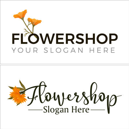 Retail homesteading flower typography logo designのイラスト素材