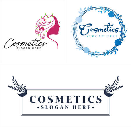 Cosmetics beauty healthy women flower logo designのイラスト素材