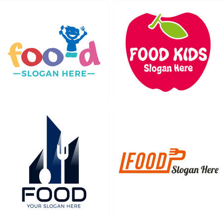 kids food healthy fruit logo designのイラスト素材