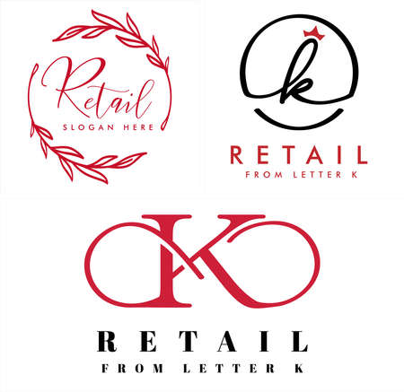 Retail accessories branches leaf initial K logo designのイラスト素材