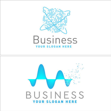 Modern business tech circle wave logo designのイラスト素材