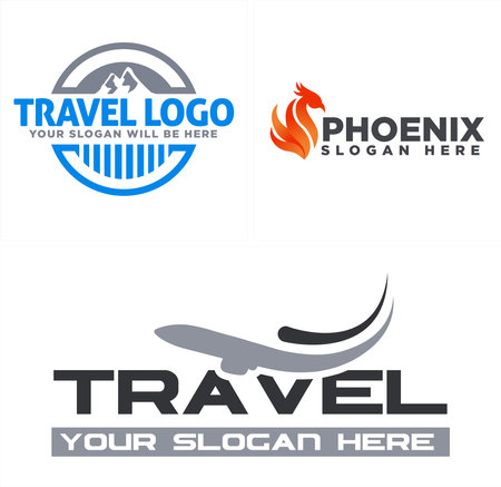 Travel plane mountain adventure logo designのイラスト素材