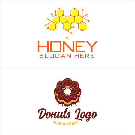 Food restaurant Honey donuts logo designのイラスト素材