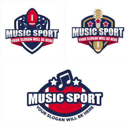 Badge music sport rugby guitar logo designのイラスト素材