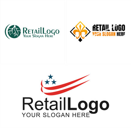 Retail root Gallicism and tick star icon logo designのイラスト素材