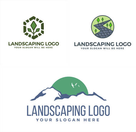 Landscaping mountain house garden logo designのイラスト素材