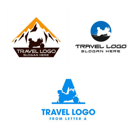 Travel adventures motorcycle mountain logo designのイラスト素材