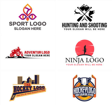 Sport hockey adventure hunting logo designのイラスト素材