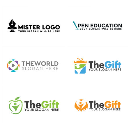 Education writer childcare gift logo designのイラスト素材