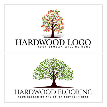 Hardwood branched tree leaf logo designのイラスト素材
