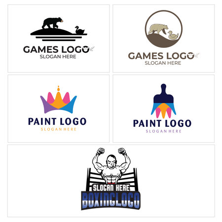 Set of gaming, painting, and boxing logoのイラスト素材