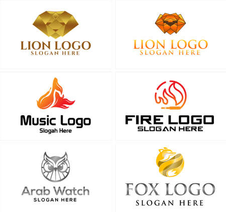 Lion owl fox fashion apparel t shirt logo designのイラスト素材