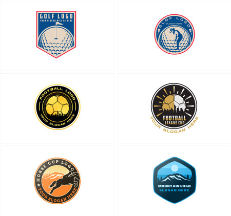 Badge golf football sport mountain adventure logo designのイラスト素材