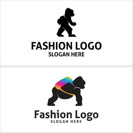 Fashion backpack gorilla icon logo designのイラスト素材