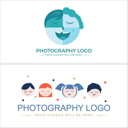 Kids photography boy girl logo designのイラスト素材