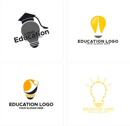 Education smart students light bulb idea logo designのイラスト素材