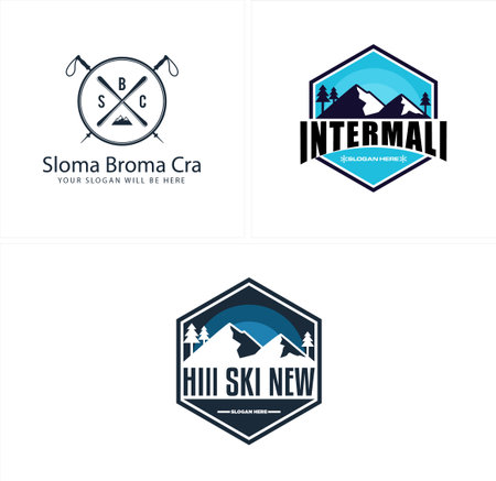 Badge sport ski hill logo designのイラスト素材