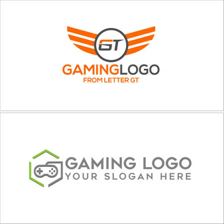 Wings joystick game brand sales logo designのイラスト素材
