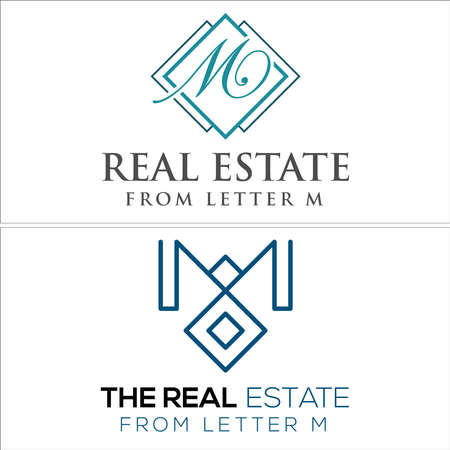 Real estate agent mortgage building initial letter logo designのイラスト素材