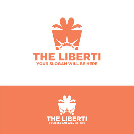 Modern gift box statue Liberty  designのイラスト素材