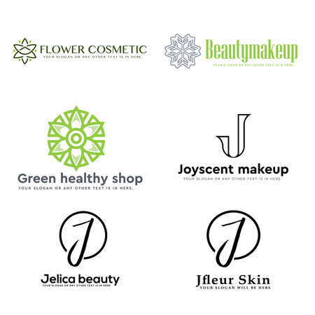 Set of cosmetic beauty flower initial letter icon  designのイラスト素材
