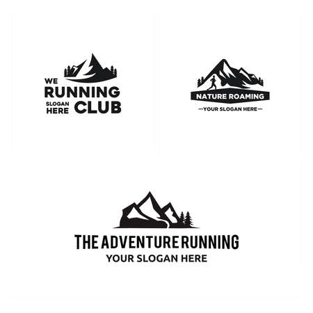 Set of running sport mountain adventure  deignのイラスト素材