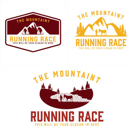 Set of badge running race sport mountain logo designのイラスト素材