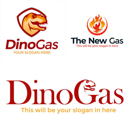 Industrial business gas fire dinosaur head logo designのイラスト素材
