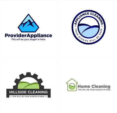 Modern business cleaning service home mountain logo designのイラスト素材
