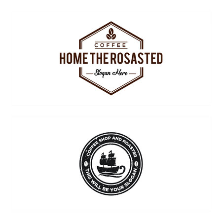 Retro badge coffee shop logo designのイラスト素材
