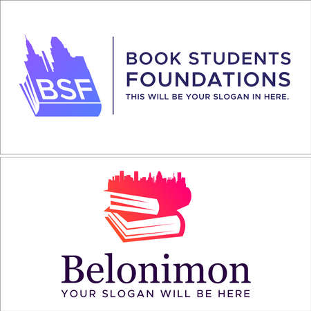 Modern city building education book logo designのイラスト素材