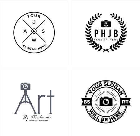 Vintage photography art camera lens logo designのイラスト素材