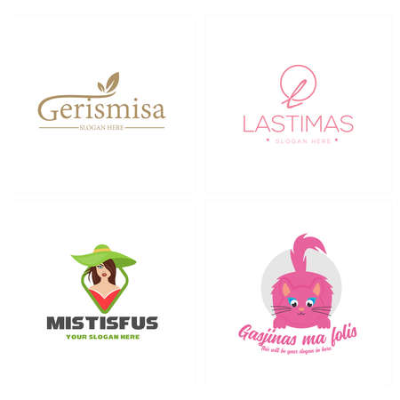 Modern salon beauty women pet shop cat logo designのイラスト素材