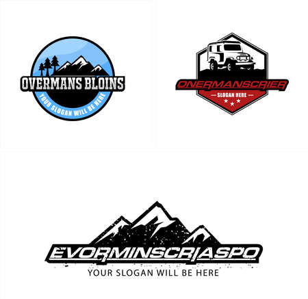 Set of badge adventure recreation off-road car mountain logo designのイラスト素材