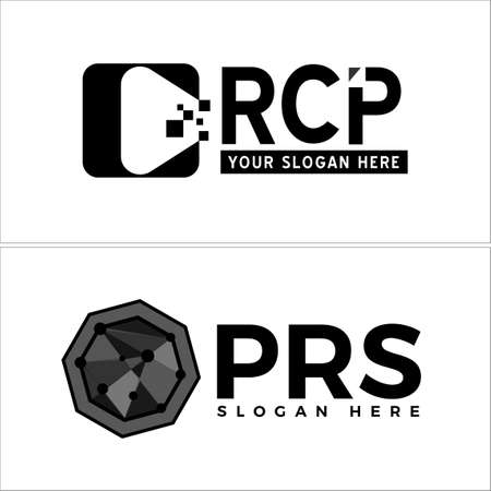 Modern technology global applications connected pixel logo designのイラスト素材