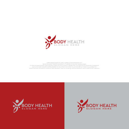 Modern health care body people icon flat line logo designのイラスト素材
