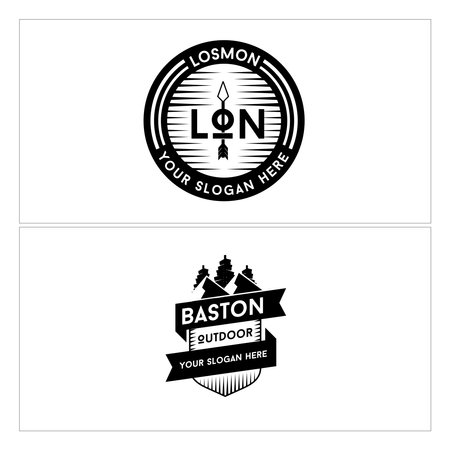 Set of vintage mountain logo designのイラスト素材