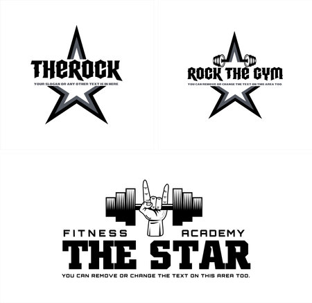 Set of fitness gym rock star barbell logo designのイラスト素材