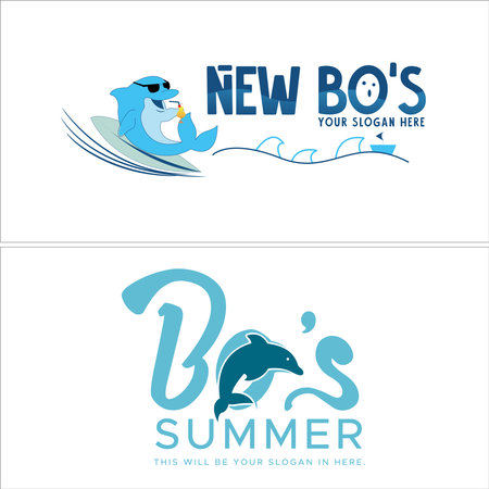 Modern cartoon character playful animal sea dolphin logo designのイラスト素材