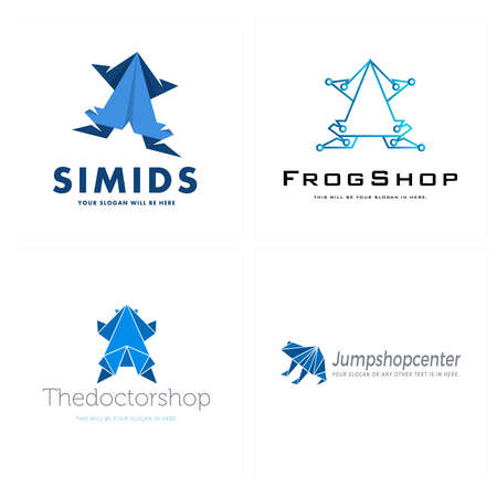 Modern animal frog tech line connected logo designのイラスト素材