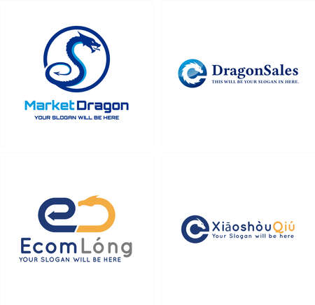 Modern business market dragon icon logo designのイラスト素材