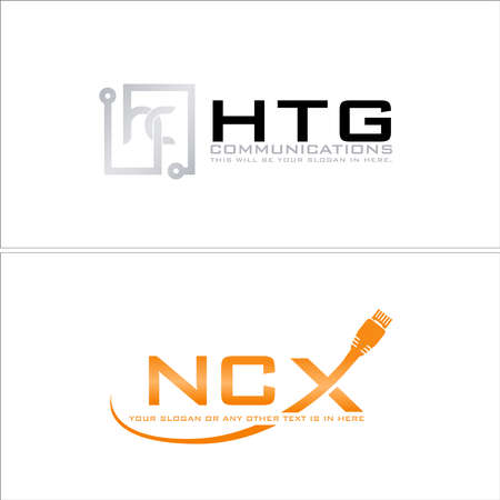 Modern technology communication circuit connected logo designのイラスト素材