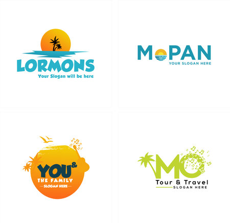 Modern travel beach recreation music event guitar logo designのイラスト素材